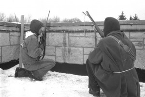 Warriors on the roof of the Alexian Brothers Abbey.